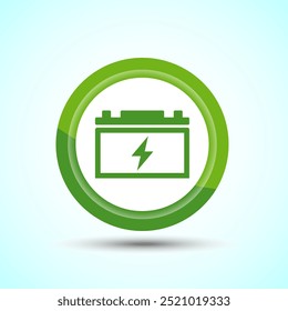 Power, Battery Icon Design Illustration, Icon For Web and mobile application, Green Color Button Design