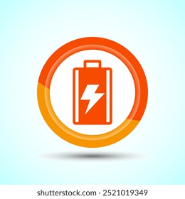 Power, Battery Icon Design Illustration, Icon For Web and mobile application, Orange Color Button