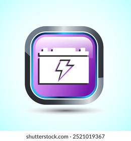 Power, Battery Icon Design Illustration, Icon For Web and mobile application, Pink Color Square Button Design