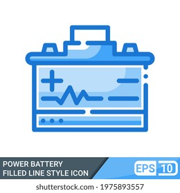 power battery icon in filled line style. vector illustration isolated on white background. color can be edit. EPS 10