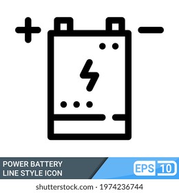 power battery icon in line style. vector illustration isolated on white background. color can be edit. EPS 10