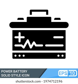 power battery icon in solid style. vector illustration isolated on white background. color can be edit. EPS 10