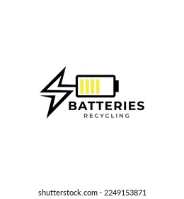 Power Battery Logo Design. Battery power and lightning bolt logo vector template.