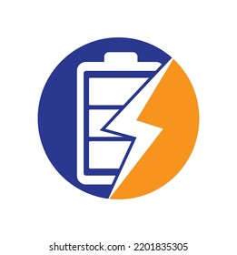 Power Battery Logo Design Template. Battery fast Charge logo design. Battery power and flash lightning bolt logo icon.