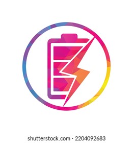 Power Battery Logo Design Template. Battery fast Charge logo design. Battery power and flash lightning bolt logo icon.