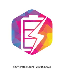 Power Battery Logo Design Template. Battery fast Charge logo design. Battery power and flash lightning bolt logo icon.
