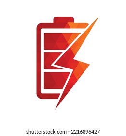 Power Battery Logo Design Template. Battery fast Charge logo design. Battery power and flash lightning bolt logo icon.