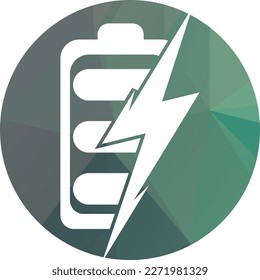 Power Battery Logo Design Template. Battery fast Charge logo design. Battery power and flash lightning bolt logo icon.