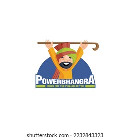 Power bhangra bring out the Punjabi in you vector mascot logo template.