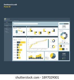 
Power Bi Dashboard Design. Data Analytics Report. Information Template. EPS10