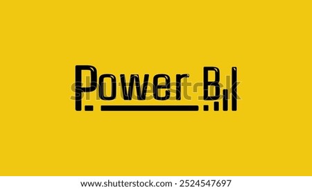 Power BI lettering, flat color illustration