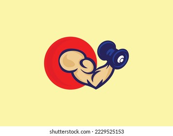 Power Biceps Muscles Arm Fitness Logo Design- Fitness Training 
