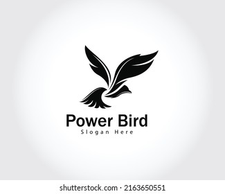 power bird logo creative design concept black vector flying animal logo