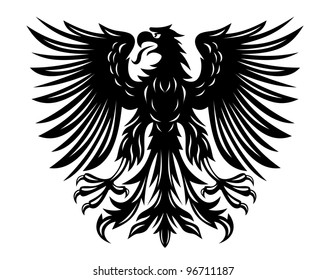 Power black eagle for heraldry or tattoo design, such  a logo. Jpeg version also available in gallery