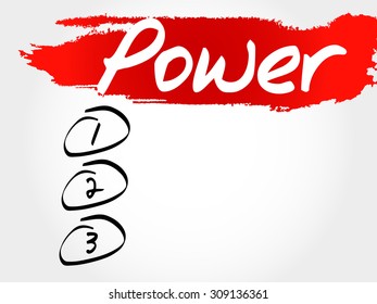 POWER blank list, fitness, sport, health concept