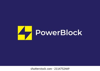 Power Block electronic electric bolt yellow lightning logo