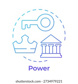 Power blue gradient concept icon. Governance regulation, financial institution. Leadership crown. Round shape line illustration. Abstract idea. Graphic design. Easy to use in booklet, article