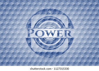 Power blue hexagon emblem.