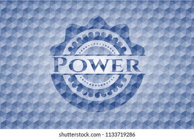 Power blue hexagon emblem.