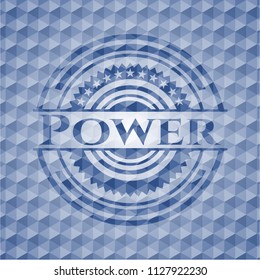 Power blue polygonal badge.