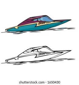 Power boat. Vector illustration