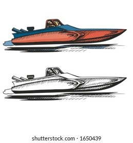 Power boat. Vector illustration