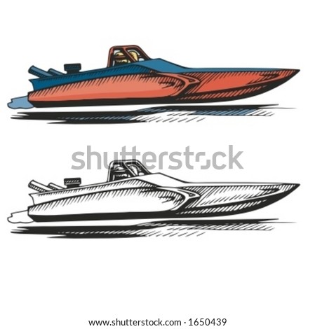Power boat. Vector illustration