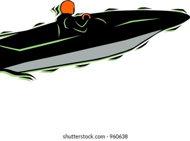 Power boat.Pantone colors.Vector illustration