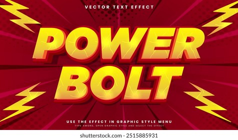 Modelo de efeito de texto editável Power Bolt com tema de estilo de texto Thunder