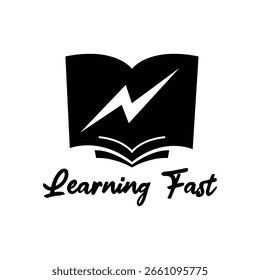 Power Book Logo – Thunderbolt and Book Vector Symbol