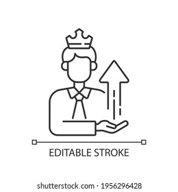 Power Broker Linear Icon. Increase Influence From Assistance. Gain Patronage, Increase Privilege. Thin Line Customizable Illustration. Contour Symbol. Vector Isolated Outline Drawing. Editable Stroke