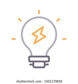 power bulb colour line vector icon