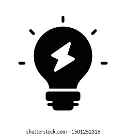 power bulb glyph flat vector icon