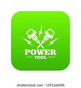 Power bump icon green vector isolated on white background