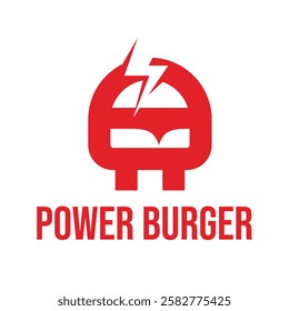 power burger flat minimalist logo design