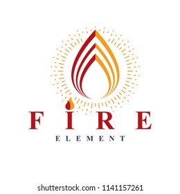 The power of burning fire, nature element vector logo for use in petrol and gas advertising.