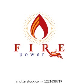 The power of burning fire, nature element vector logo for use in petrol and gas advertising.