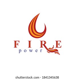 The power of burning fire, nature element vector logo for use in petrol and gas advertising.