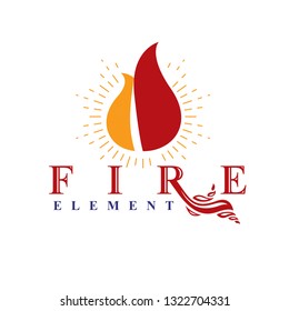 The power of burning flame, fire element abstract vector logo for use as marketing design symbol.