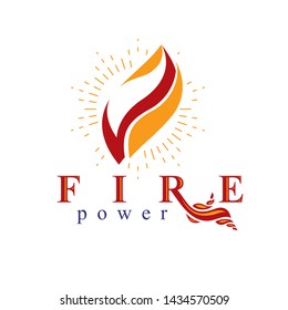 The power of burning flame, fire element abstract vector logo for use as marketing design symbol.
