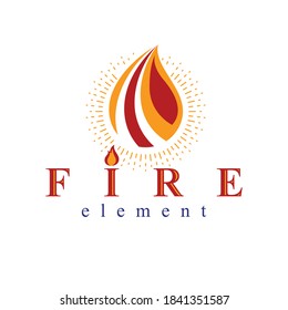 The power of burning flame, fire element abstract vector logo for use as marketing design symbol.