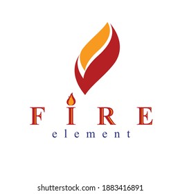 The power of burning flame, fire element abstract vector logo for use as marketing design symbol.