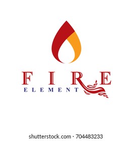 The power of burning flame, fire element abstract vector logo for use as marketing design symbol.