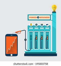 Power business station service of energy marketing solution for success on smartphone