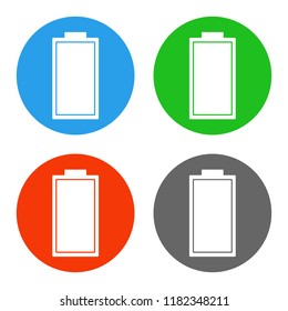 POWER BUTTON. BATTERY in circle. Vector icon.