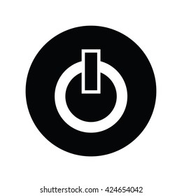 Power Button in black circle . Vector illustration