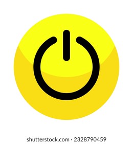 Power Button In Black Yellow Color Circle Shape
