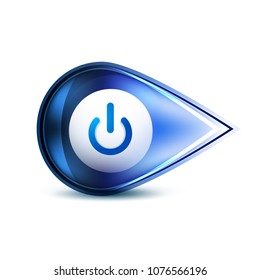 Power button blue icon, start symbol, vector illustration