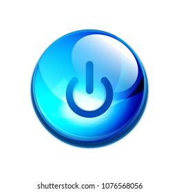 Power button blue icon, start symbol, vector illustration