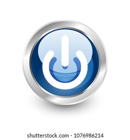 Power button blue icon, start symbol, vector illustration